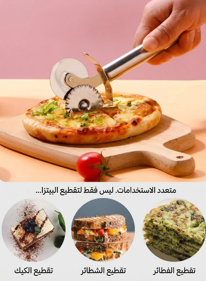 YOONISPRO Pastry Ravioli Wheel Cutter, Stainless Steel Double Roller Pizza Slicer Disc Design, Pastry Pasta Pie Crusts Cookies Crimper Cutter Dough Pizza Ravioli Wheel Tools Wavy Edge Blade - Image 5