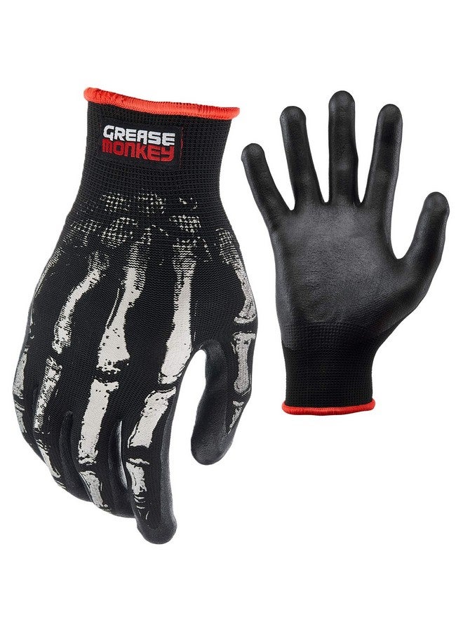 grease monkey Grease Monkey Bone Series Foam Nitrile Mechanic Gloves with Grip, Work Gloves and All Purpose Gloves, Bones, Medium - Image 1