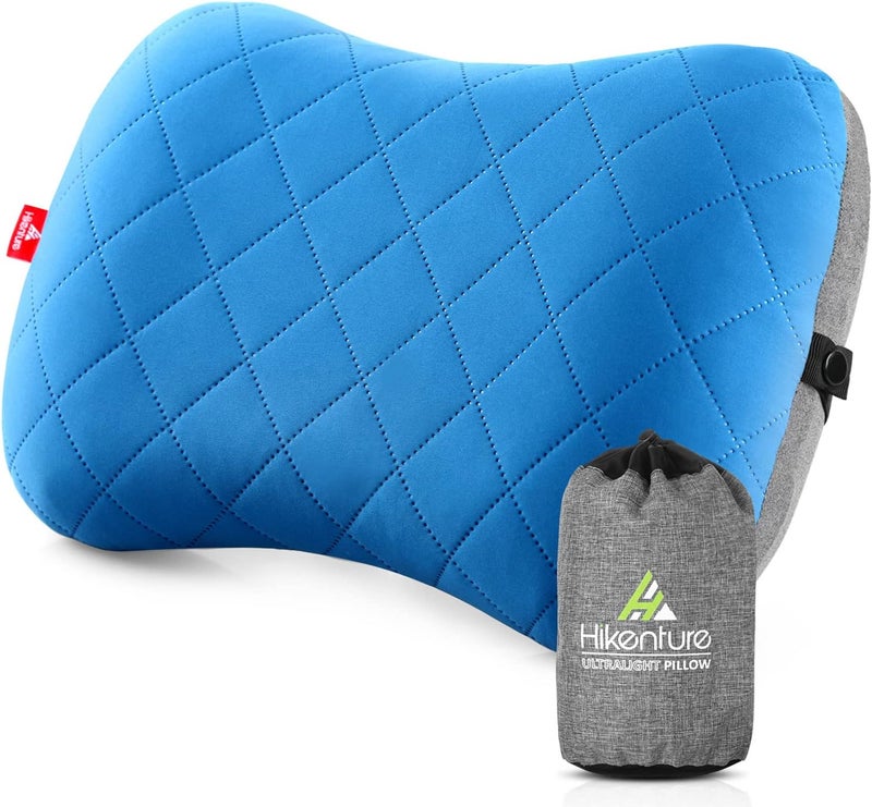 HIKENTURE Camping Pillow with Removable Cover - Ultralight Inflatable Pillow for Neck Lumbar Support - Upgrade Backpacking Pillow - Washable Travel Air Pillows for Camping, Hiking, Backpacking - Image 1