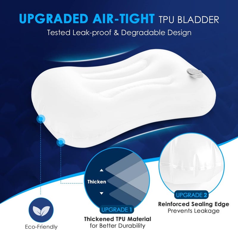 HIKENTURE Camping Pillow with Removable Cover - Ultralight Inflatable Pillow for Neck Lumbar Support - Upgrade Backpacking Pillow - Washable Travel Air Pillows for Camping, Hiking, Backpacking - Image 4