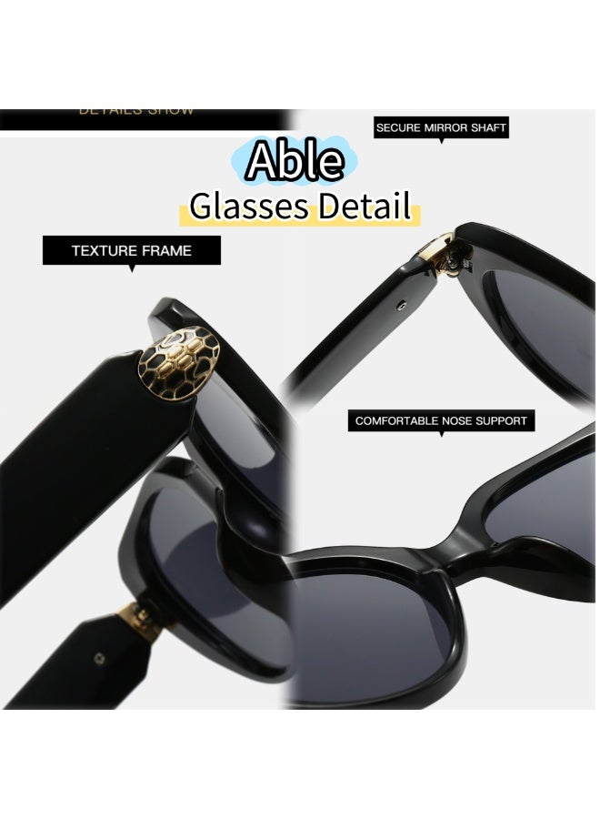 ABLE Women's fashionable and trendy cat-eye oversized sunglasses - UV400 protection, high-definition anti-glare, black frame. - Image 2