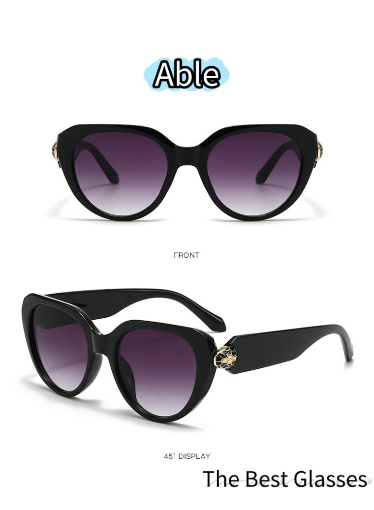 ABLE Women's fashionable and trendy cat-eye oversized sunglasses - UV400 protection, high-definition anti-glare, black frame. - Image 3