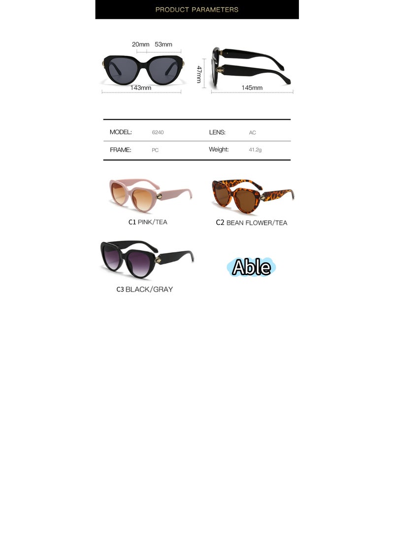 ABLE Women's fashionable and trendy cat-eye oversized sunglasses - UV400 protection, high-definition anti-glare, black frame. - Image 4