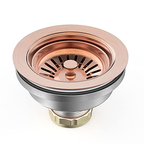 BOTEMY B9173 Kitchen Sink Drain Assembly 3-1/2 inch with Removable Sink Strainer Basket/Stopper 304 Stainless Steel (Antique Copper) - Image 1