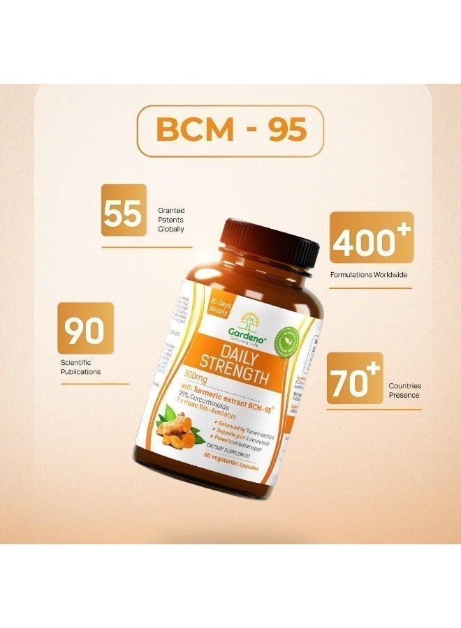 غاردينو كبسولات غاردينو كركمين بي سي إم-95® 500 ملغ، تركيبة حاصلة على براءة اختراع تحتوي على 95% من الكركمينويدات، امتصاص عالٍ لدعم المفاصل، والاستجابة الالتهابية، والمناعة، حلال، غير معدل وراثيًا، 60 كبسولة نباتية - Image 5