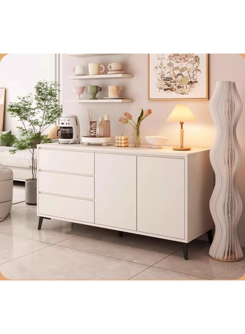 CityRiya-Long Storage Cabinet, Coffee Corner Table, 140CM Buffet Sideboard Cabinet, Kitchen Coffee Bar Cabinet with Shelves, Large Cupboard, Entryway Console Table for Home Office, TV Stand (White) - Image 2