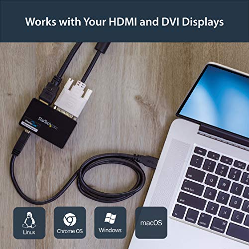 StarTech.com USB 3.0 to HDMI / DVI Adapter - 2048x1152 - External Video & Graphics Card - Dual Monitor Display Adapter Cable - Supports Mac & Windows, TAA (USB32HDDVII) - Image 5