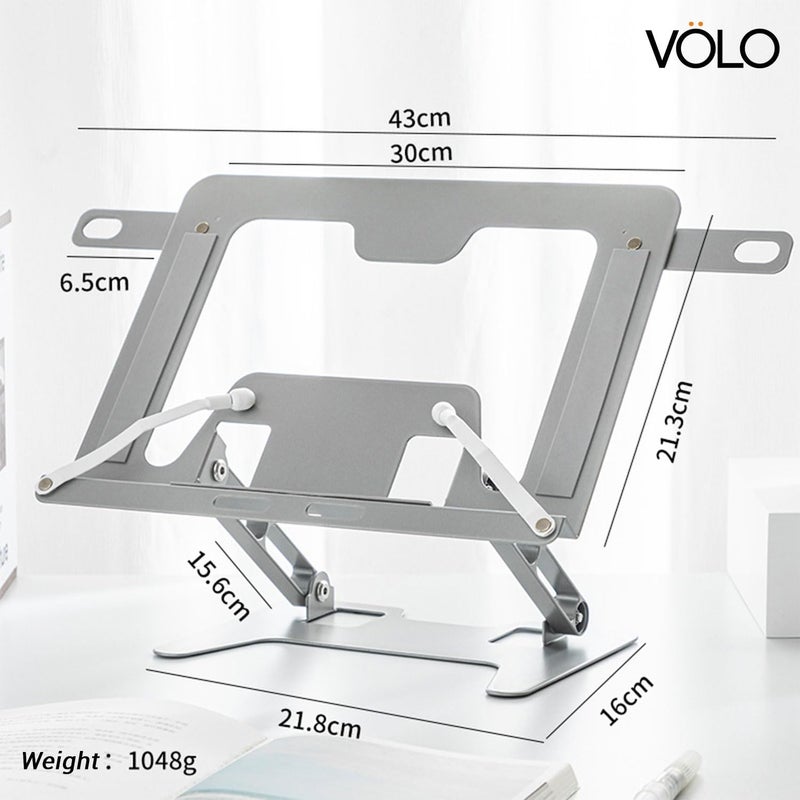 Volo 4-in-1 Book, Tablet, Laptop & Mobile Stand – Portable Adjustable Foldable Metal Holder for Reading & Study (Grey) - Image 2