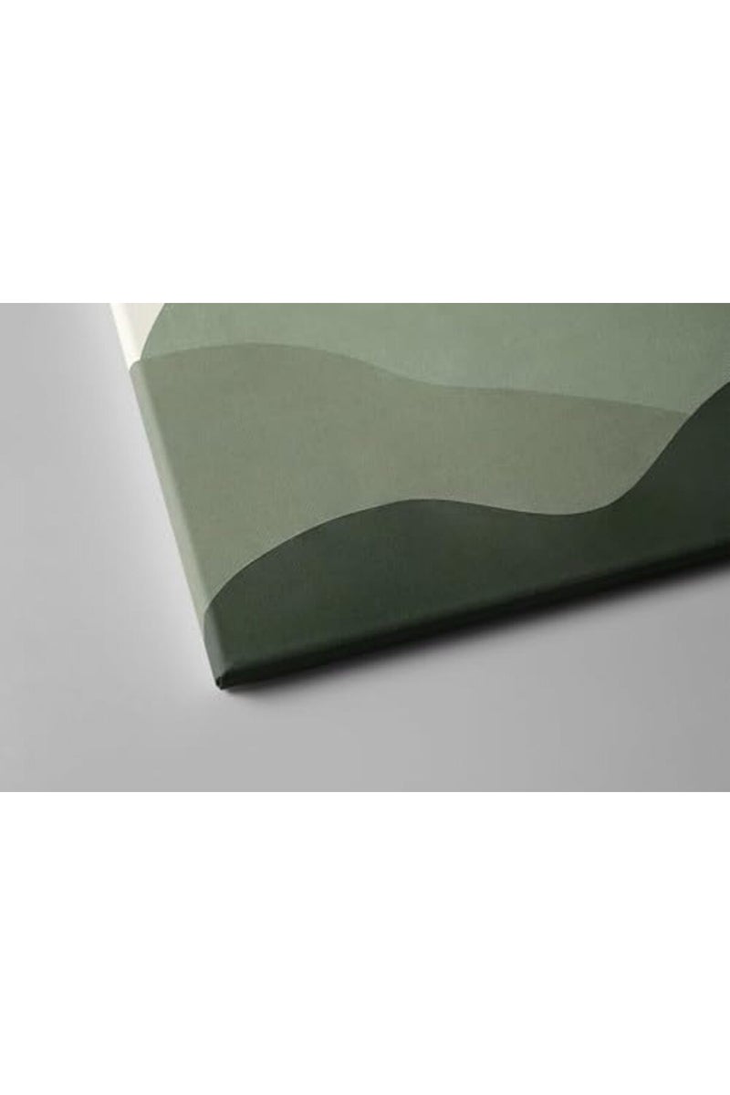 KBKBART Green Boho Wall Art Set of 3, Framed Canvas Wall Art Green Leaves Sun Mountain Abstract Geometric Line Artwork, Mid-Century Modern Wall Prints Poster, Nordic Green Boho Wall Decor for Living - Image 5