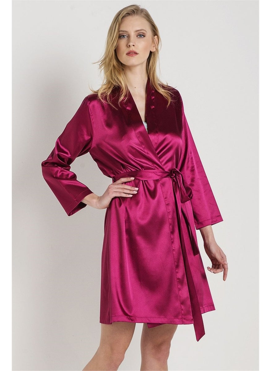 Magic Form 30428 Women's Cherry Plain Satin Fabric Short Dressing Gown  - Image 2