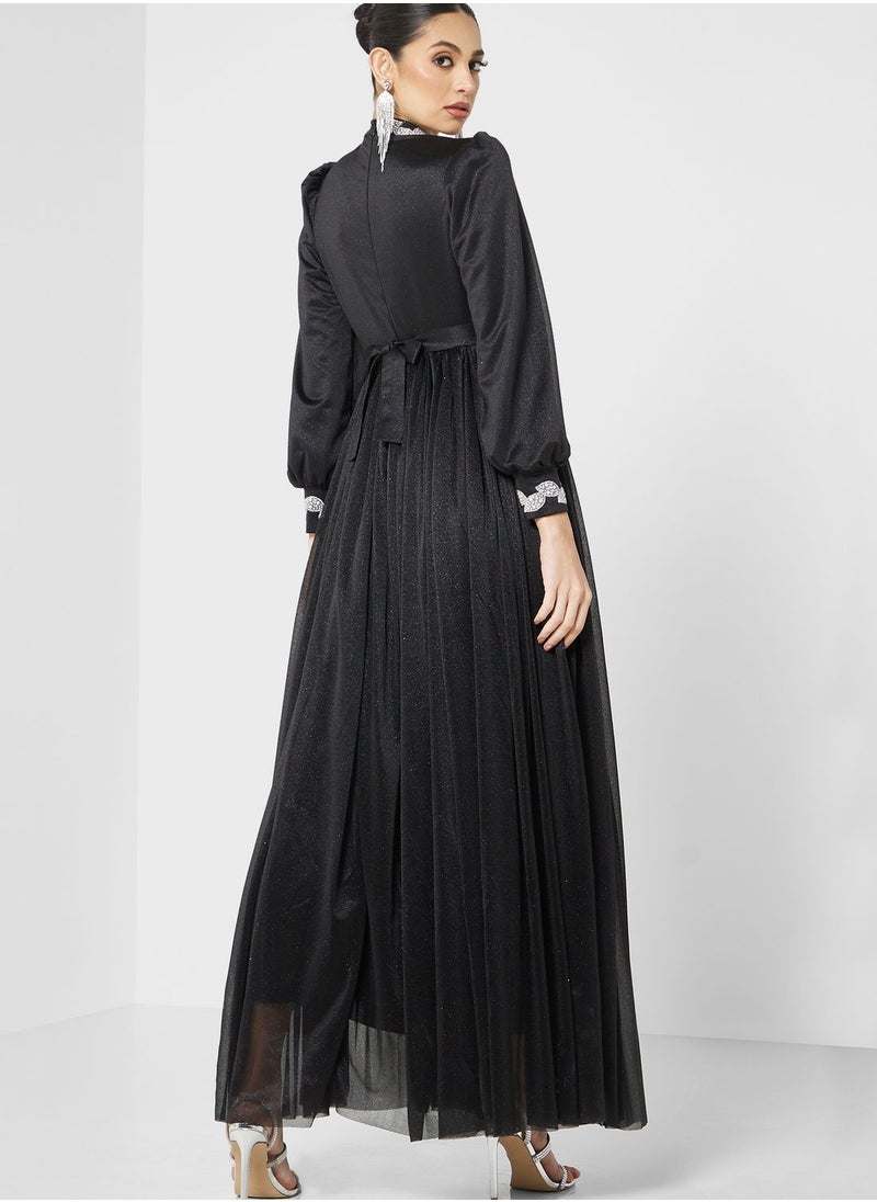 Khizana - Embellished Waist Shimmer Dress - Image 1