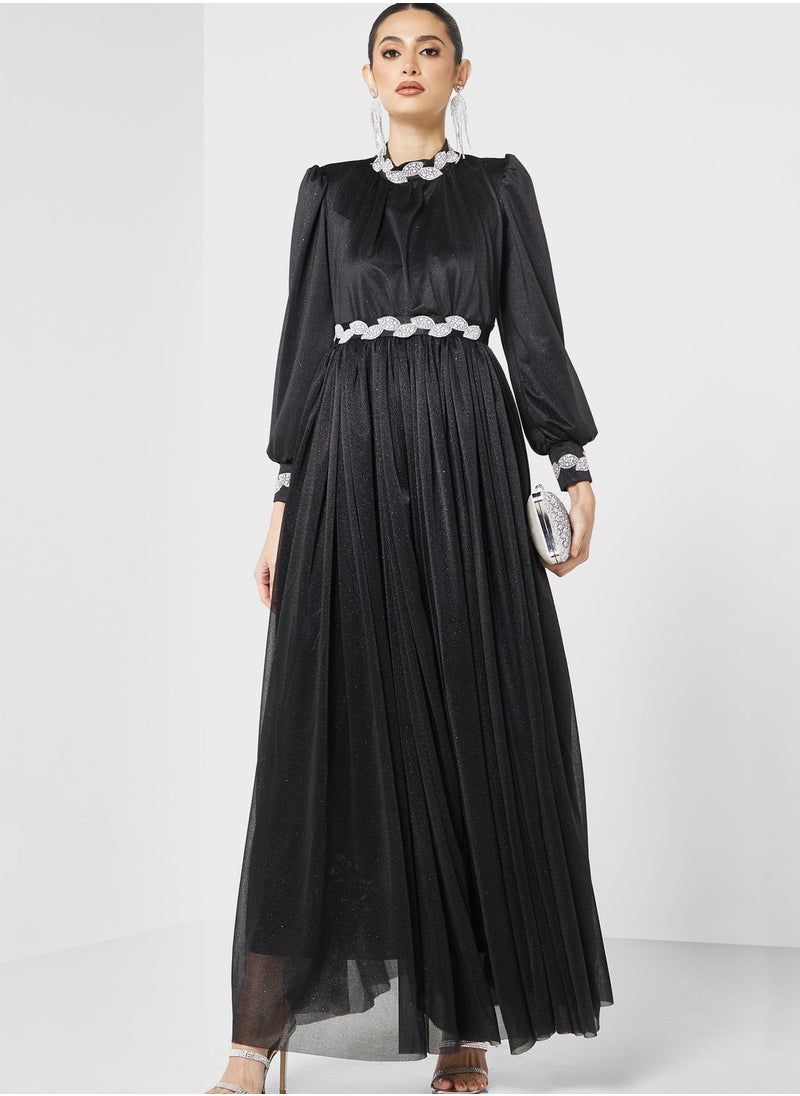 Khizana - Embellished Waist Shimmer Dress - Image 1