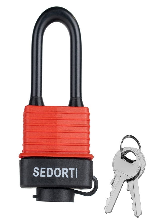 SEDORTI Colored Waterproof Padlocks, Heavy Duty Laminated Steel Lock with Red Plastic Covered, Keyed Alike Outdoor Locks, Can Be Used as Lockout Tagout Lock, Long Padlocks, Pack of 12 - Image 2