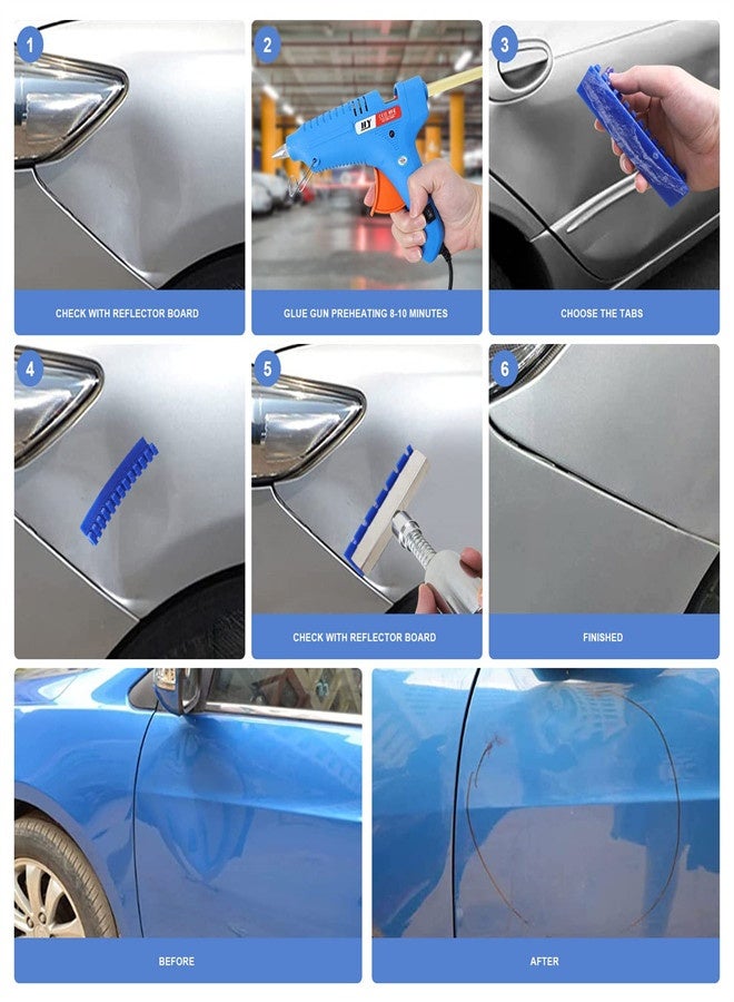 Car Dent Puller Kit Auto Paintless Body Dent Puller, T bar Dent Repairing kit, with Slide Hammer, Dent Removal Glue Pulling Tabs, Efficient Automobile Body Repairing - Image 5