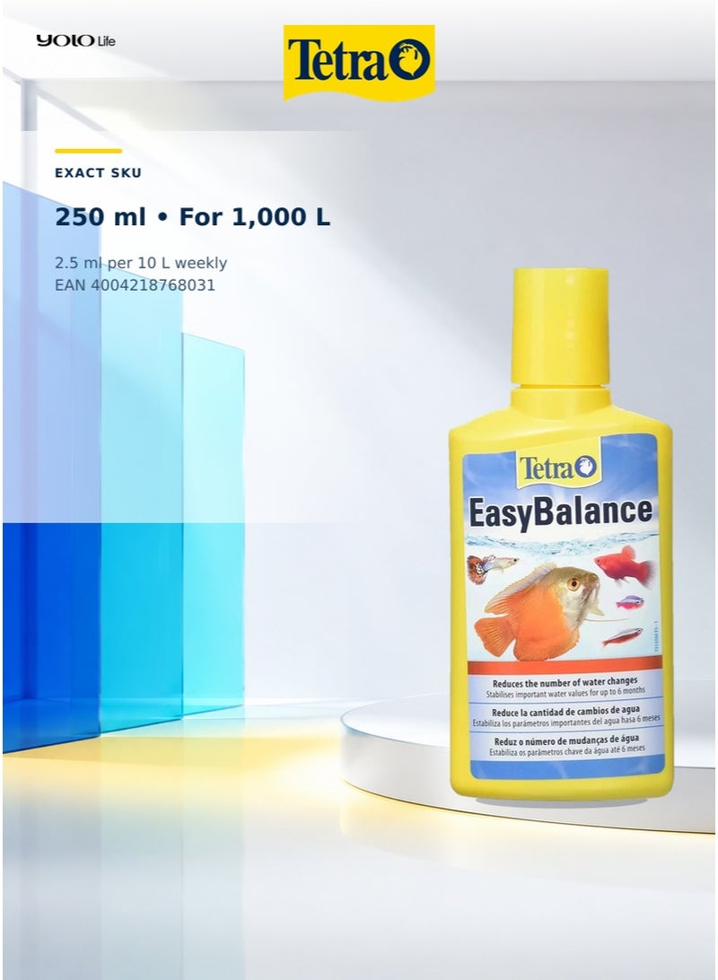تترا Tetra EasyBalance 250 مل، معالج مياه لأحواض الأسماك للمياه العذبة، يثبت درجة الحموضة pH والعسر الكربوني KH، يقلل النترات والفوسفات، يطيل فترة تغيير الماء حتى 6 أشهر، يعالج 1000 لتر - Image 3