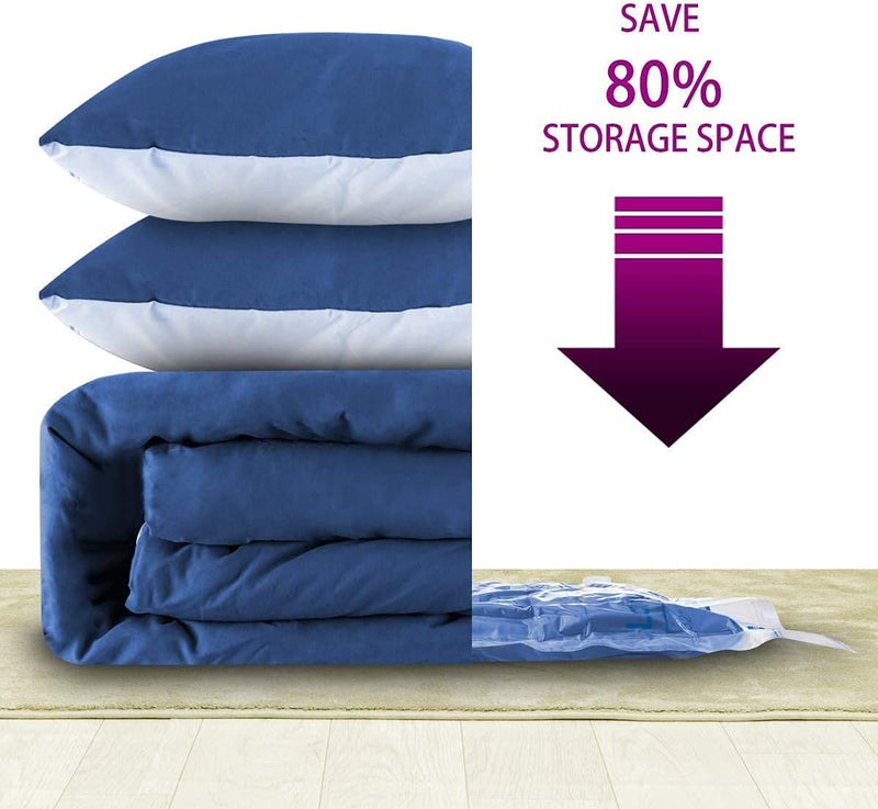 Dhavl Foldable Vacuum Storage Reusable Ziplock Smart Space Saver Clothes Organizer Bags Pack of 5 2 Small 50 cm x 70 cm 2 Medium 60 cm x 80 cm 1 Large 70 cm x 100 cm with Hand Pump for Travel - Image 4
