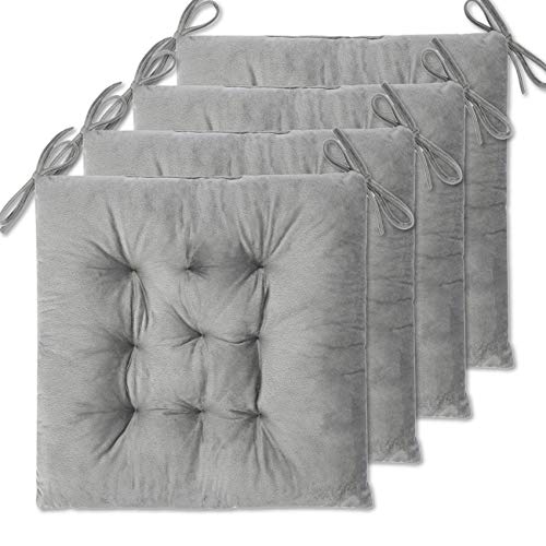 WONDER MIRACLE 4 Pack Seat CushionChair Cushion Pads for Dining Chairs Office Chair Floor Machine Wash  Dryer Friendly Flannel 1616 Grey - Image 1