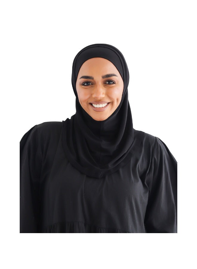 التوبة حجاب ليكرا قطعتين  - لون أسود - Image 2