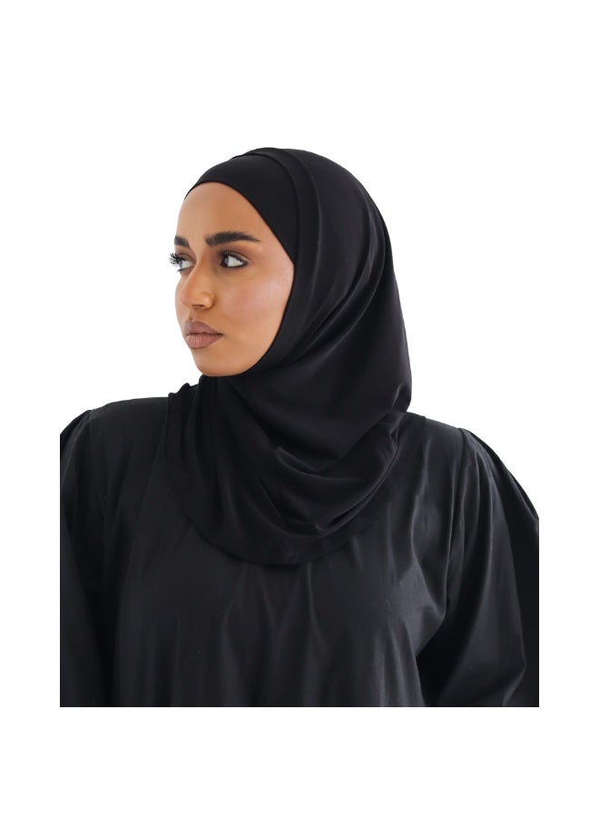 التوبة حجاب ليكرا قطعتين  - لون أسود - Image 3