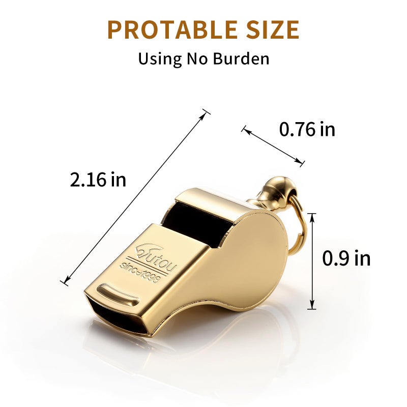 HUTOU Whistle L5523CTJ Brass Golden Whistle with Lanyard, Metal Whistle for Coaches and Police - Image 5