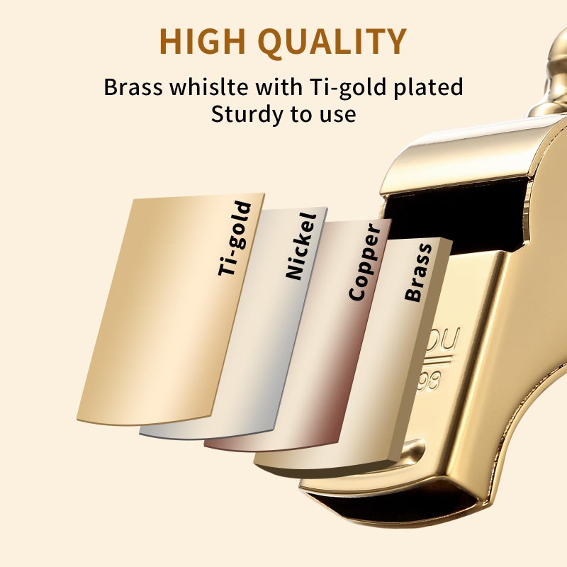 HUTOU Whistle L5523CTJ Brass Golden Whistle with Lanyard, Metal Whistle for Coaches and Police - Image 2