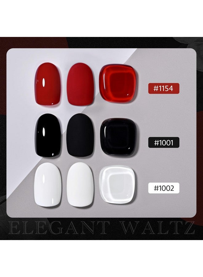 GAOY GAOY Gel Nail Polish Kit, 3 Colors 16ml White Red Black, Soak Off UV Gel Polish Set - Elegant Waltz - Image 2