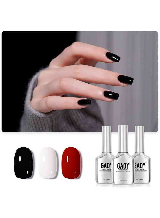 GAOY GAOY Gel Nail Polish Kit, 3 Colors 16ml White Red Black, Soak Off UV Gel Polish Set - Elegant Waltz - Image 1