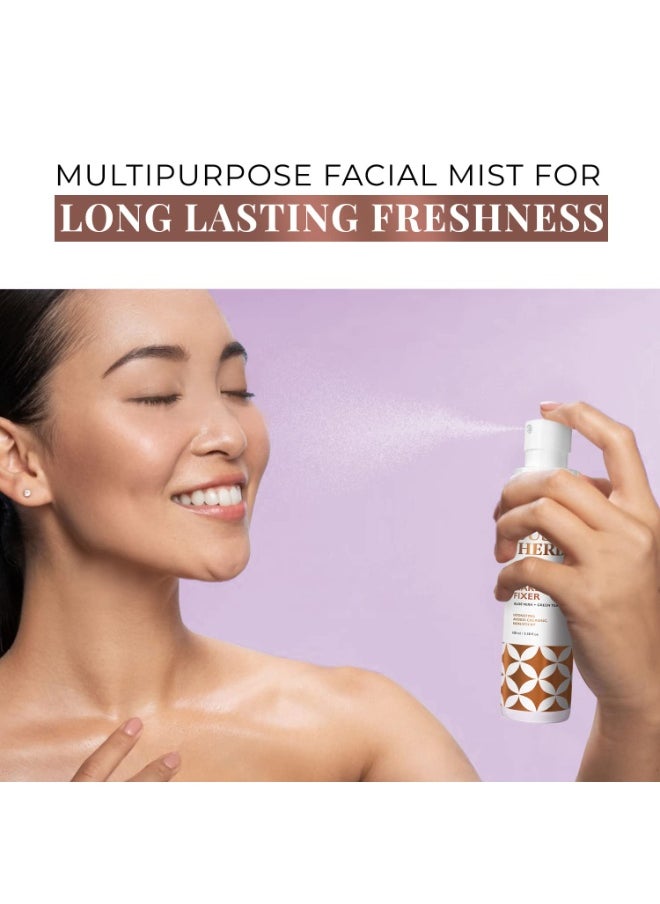 Just Herbs Long Stay Non Sticky Makeup Fixer, Setting Spray for Face Makeup with Aloevera and Green Tea 100 ml  - Image 2