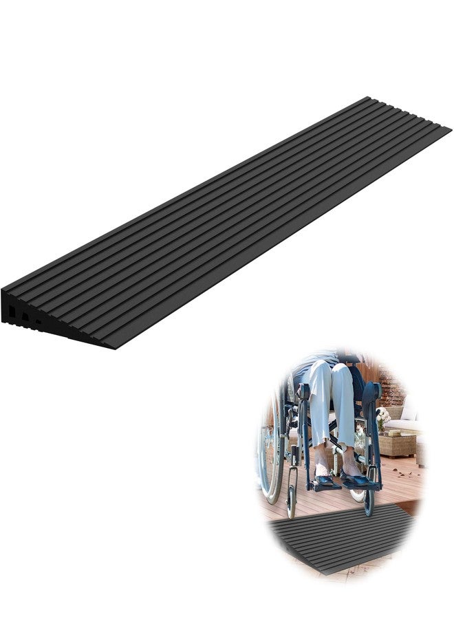 Nuvium 1" Rise Threshold Ramps for Doorways, 2000 Lbs Load Capacity, 35.5" Wide Natural Rubber Power Wheelchair Ramp is Adjustable and Cuttable for Doorways, Curb, Sweeper, Power Scooters, Bathroom - Image 1