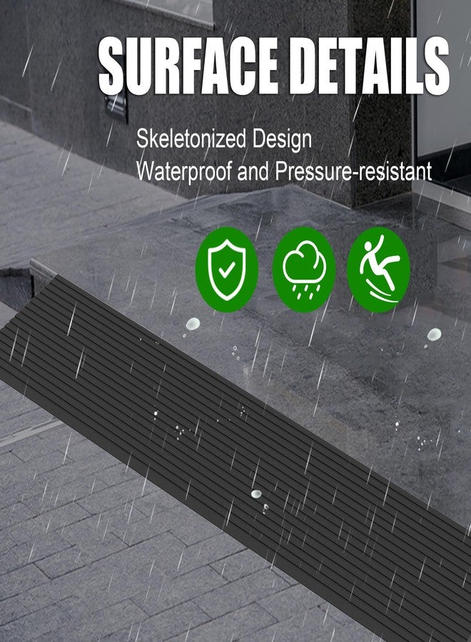 Nuvium 1" Rise Threshold Ramps for Doorways, 2000 Lbs Load Capacity, 35.5" Wide Natural Rubber Power Wheelchair Ramp is Adjustable and Cuttable for Doorways, Curb, Sweeper, Power Scooters, Bathroom - Image 4