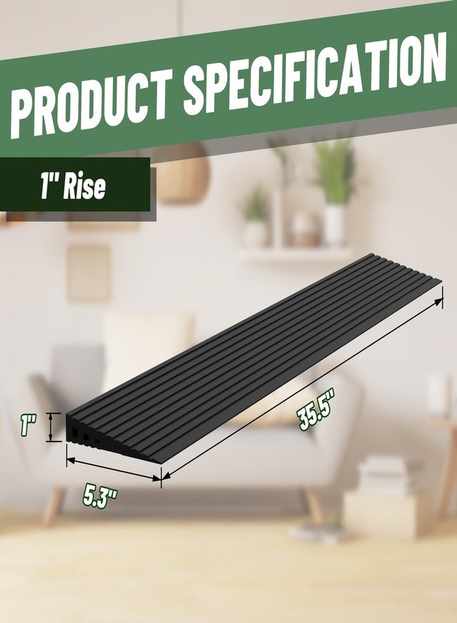 Nuvium 1" Rise Threshold Ramps for Doorways, 2000 Lbs Load Capacity, 35.5" Wide Natural Rubber Power Wheelchair Ramp is Adjustable and Cuttable for Doorways, Curb, Sweeper, Power Scooters, Bathroom - Image 2