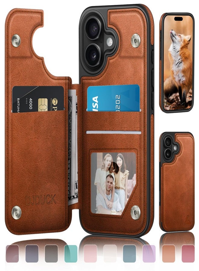 DJDUCK Designed for 17 Case Wallet with Card Holder, [Magnetic Clasp Cover] [RFID Blocking Leather Protection] Shockproof Women Men Cases for 17 Light Brown - Image 1