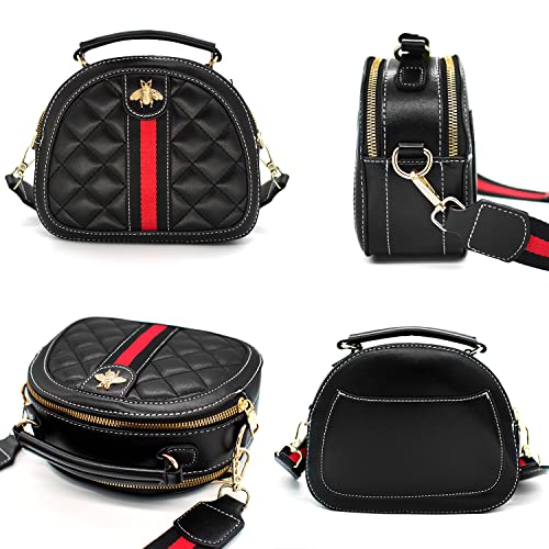 Beatfull Designer Bee Crossbody Bags for Women Stylish Round Quilted Shoulder Purse Small Leather Top Handle Cross Body Handbag - Image 4