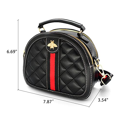 Beatfull Designer Bee Crossbody Bags for Women Stylish Round Quilted Shoulder Purse Small Leather Top Handle Cross Body Handbag - Image 2