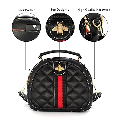Beatfull Designer Bee Crossbody Bags for Women Stylish Round Quilted Shoulder Purse Small Leather Top Handle Cross Body Handbag - Image 5