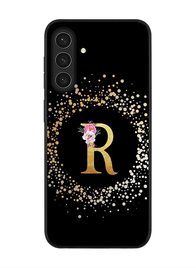 Stylizedd For Samsung Galaxy A17 / A17 4G Case,Slim fit Camera Protection, Shockproof Thin Phone cover  - Custom Monogram Floral - R ( Black )