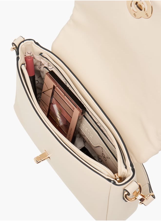 Celeste - Weave Textured Crossbody Bag with Flap Closure and Detachable Strap - Image 1