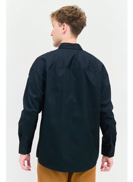 Selected Homme Men Regular Fit Brand Logo Long Sleeves Casual Shirt, Black  - Image 4