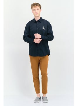 Selected Homme Men Regular Fit Brand Logo Long Sleeves Casual Shirt, Black  - Image 3