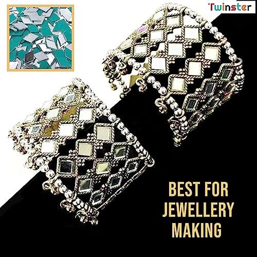 twinster Mirror for Craft Work 4 Big Size Mirror 100 Pieces Each and 6 Small Mirror 200 Pieces Each Lippan Art Materials Kit Mirrors DIY Best Mirror Kit for Art and Craft? - Image 5