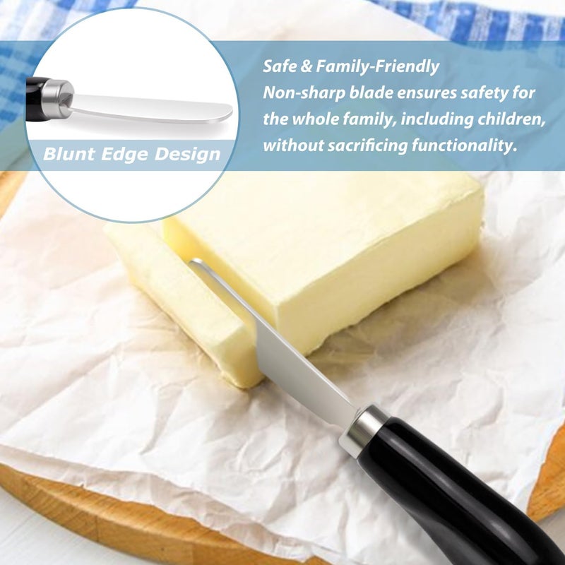 Mlurcu Butter Spreader Knives Set of 2, Stainless Steel Butter Knife with Porcelain Handles, Blunt Edge Cheese Spreader Set for Soft Cheese, Butter, Jam, Charcuterie, Pastry - Image 5