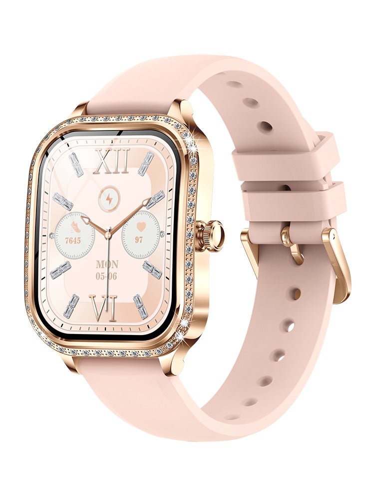 RollsTimi  Women's SmartWatch, 1.75-inch HD Screen, Bluetooth Calling, Voice Assistant, IP68 Waterproof, Health Monitoring, Daily Reminder, Fashion Casual Watch, MK88 Tape Pink - Image 1