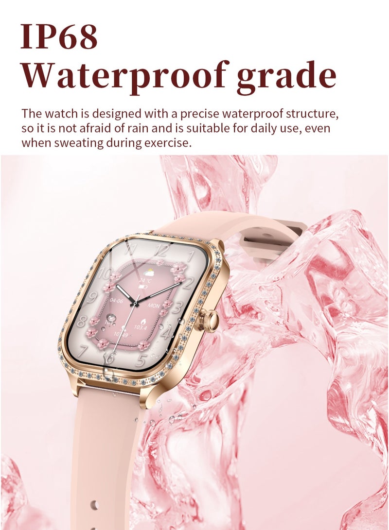 RollsTimi  Women's SmartWatch, 1.75-inch HD Screen, Bluetooth Calling, Voice Assistant, IP68 Waterproof, Health Monitoring, Daily Reminder, Fashion Casual Watch, MK88 Tape Pink - Image 5