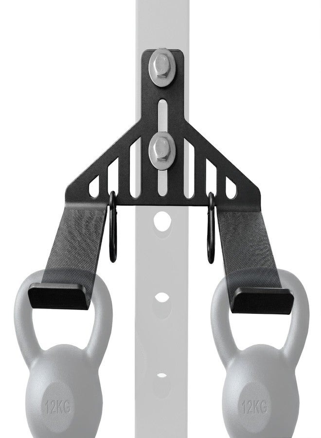 Lights Mountain Universal Dual Kettlebell Attachment with Carabiner Hooks, 5mm Steel Space-Saving Storage for Squat Rack, Silicone Padded Weight Holder for Resistance Bands & Kettlebells - Image 1