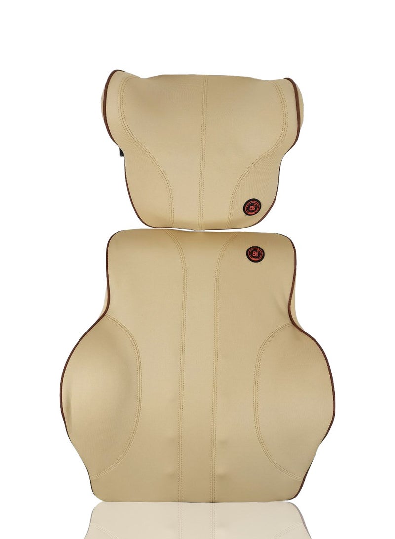 وسادة دعم للرقبة وأسفل الظهر في السيارة الكهربائية - وسادة مريحة لتدفئة مقعد السيارة باللون البيج لتوفير الراحة القصوى - Image 1