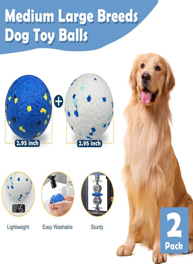 auomii 2 Pack Dog Indestructible Tennis Balls for Dogs Durable Bouncy Balls for Aggressive Chewers Interactive Dog Toys for Water Toy Fetch(White,Blue) - Image 5