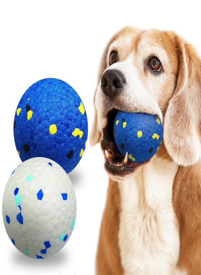 auomii 2 Pack Dog Indestructible Tennis Balls for Dogs Durable Bouncy Balls for Aggressive Chewers Interactive Dog Toys for Water Toy Fetch(White,Blue) - Image 1