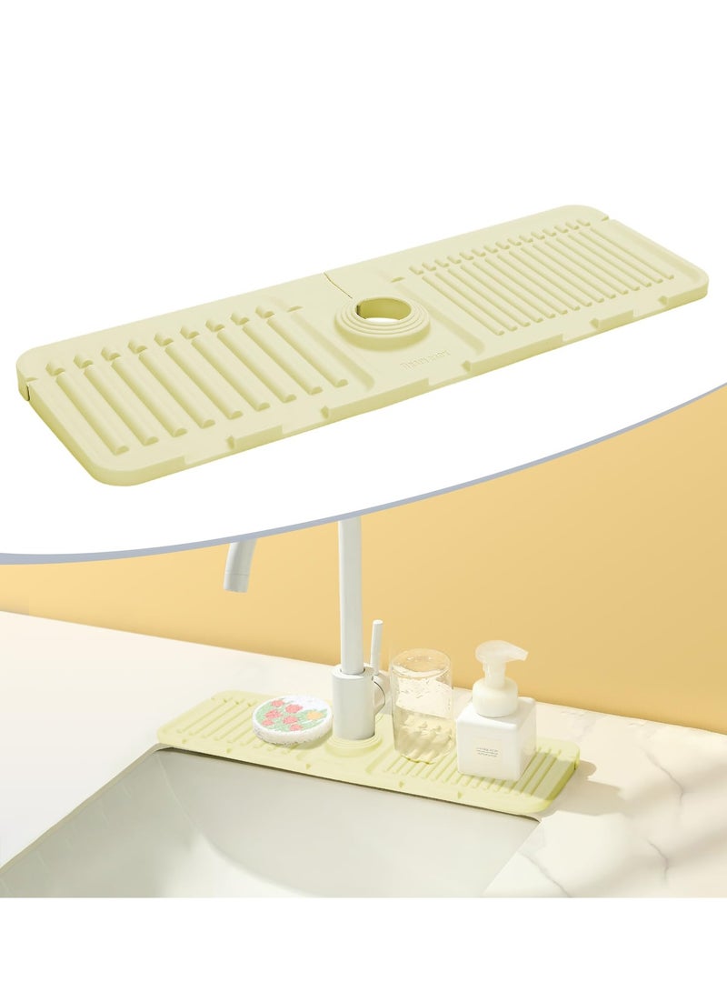 Excefore Kitchen Sink Splash Guard, Silicone Faucet Mat, Sink Protectors for Kitchen Sink, for Kitchen, Bathroom, Farmhouse, Beige  - Image 1