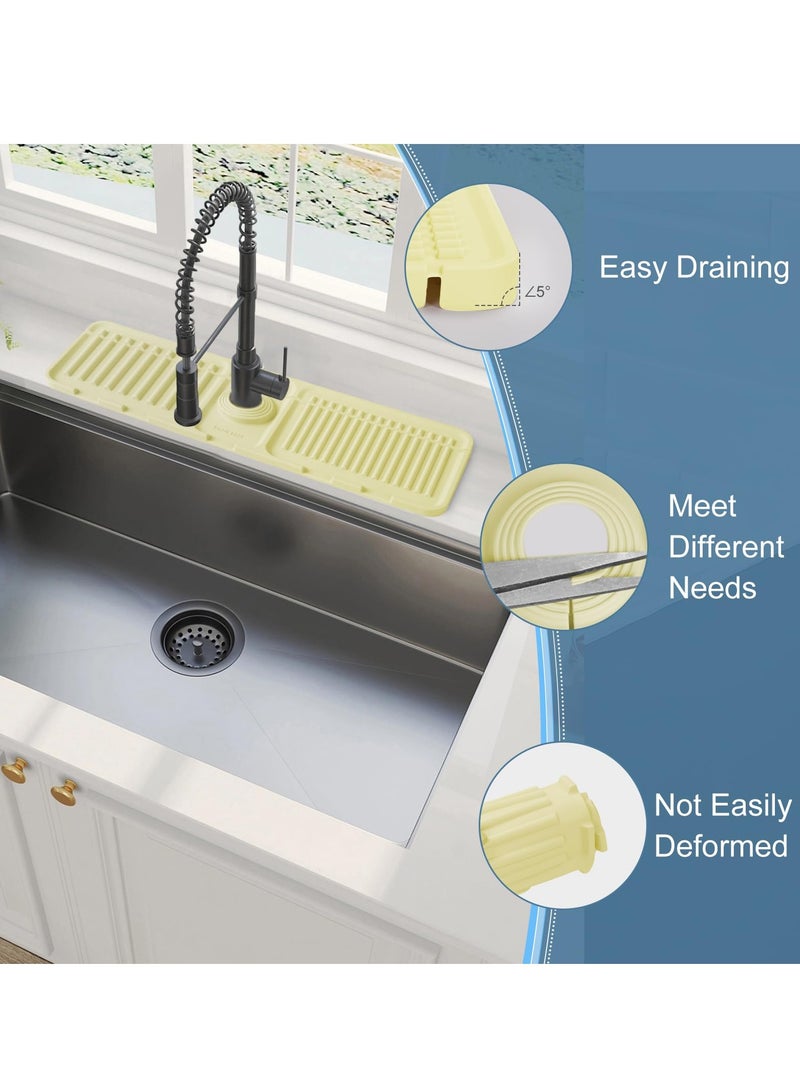 Excefore Kitchen Sink Splash Guard, Silicone Faucet Mat, Sink Protectors for Kitchen Sink, for Kitchen, Bathroom, Farmhouse, Beige  - Image 2