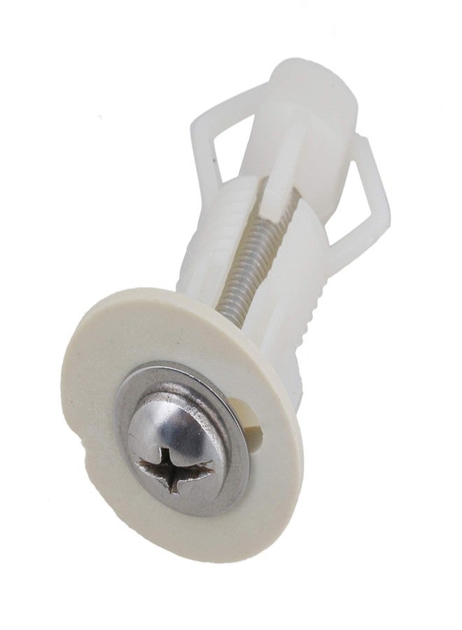 RDEXP White Plastic Toilet Seat Cover Hinge Blind Hole Nut Top Fixing Screw Pack of 4 - Image 2